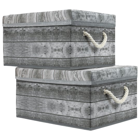 Sorbus 16.5" Rustic Wood Pattern Storage Box
